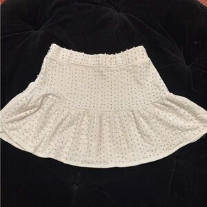 Queen of SparklesElegant White Skirt with Rhinestone and Pearl Accents